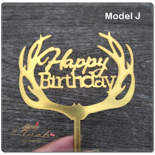 Jual TOPR 65 Cake Topper Akrilik Ultah HBD Sedang 8 10cm Per Buah