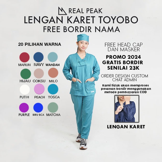 Jual REAL PEAK FREE BORDIR NAMA BAJU OK BAJU JAGA DOCTOR SCRUB BAJU