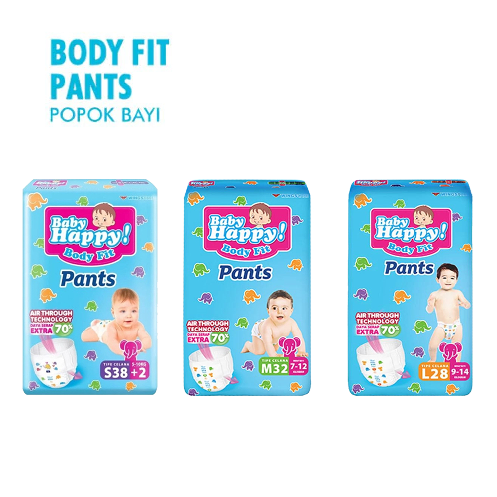 Jual POPOK BABY HAPPY FIT PANTS S40 M32 L28 XL26 XXL24 GRAB