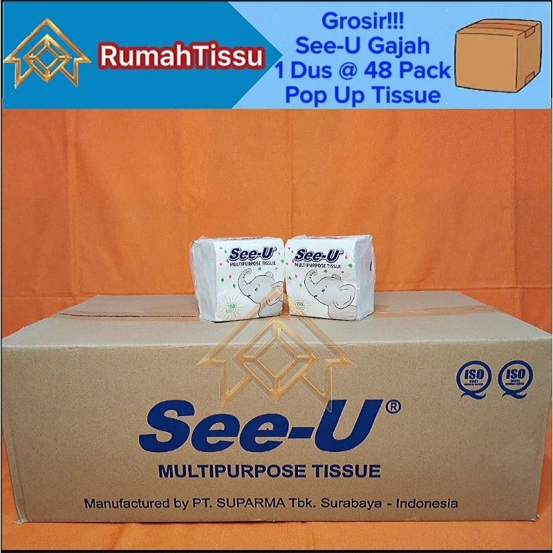 Jual 1 Dus 48 Pack Tisu See U Multipurpose Pop Up Gajah 150 Sheets