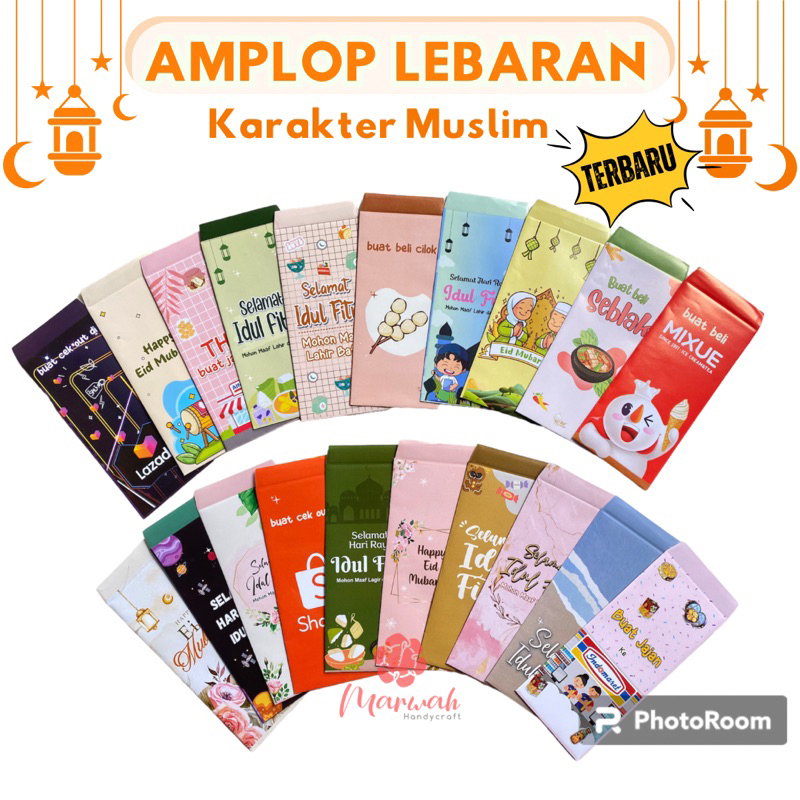 Jual Amplop Lebaran Motif Karakter Ukuran Besar Bahan Art Paper 120 Gsm