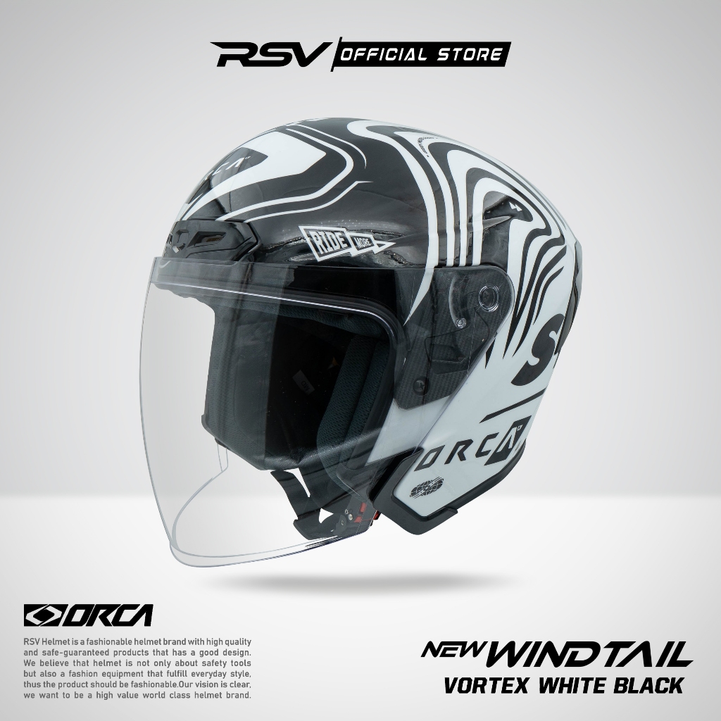 Jual HELM RSV ORCA NEW WINDTAIL VORTEX WHITE BLACK Shopee Indonesia