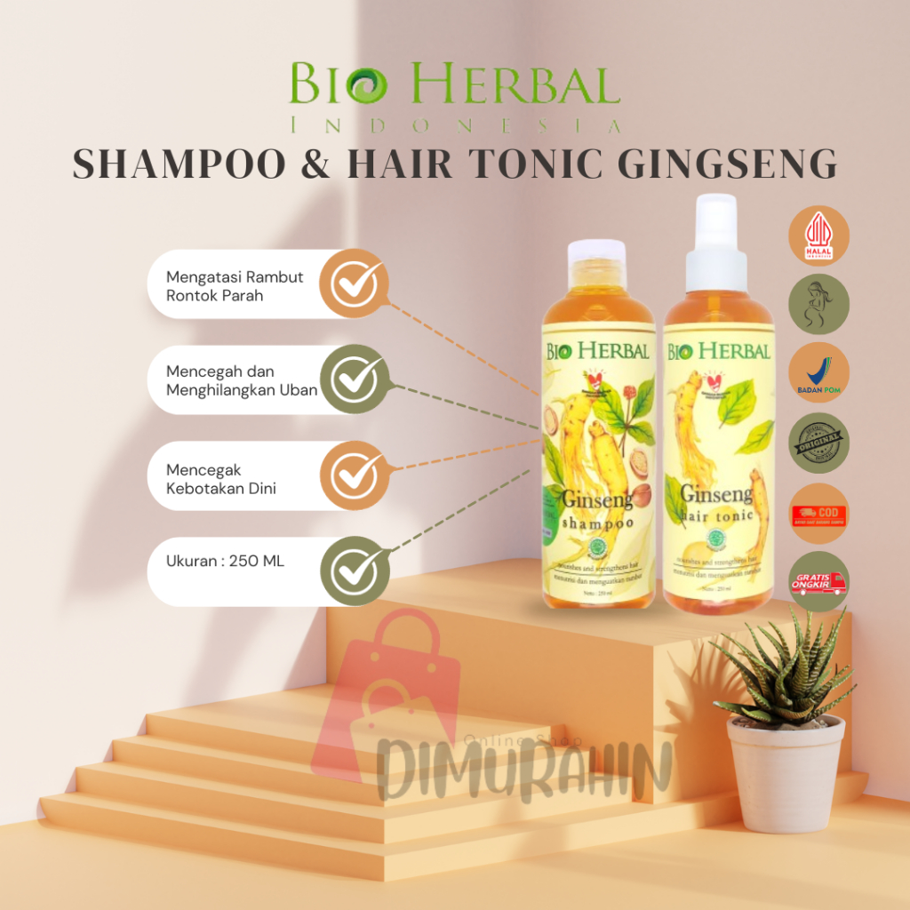 Jual Paket Bio Herbal Ginseng Shampoo Hair Tonic Bpom Original