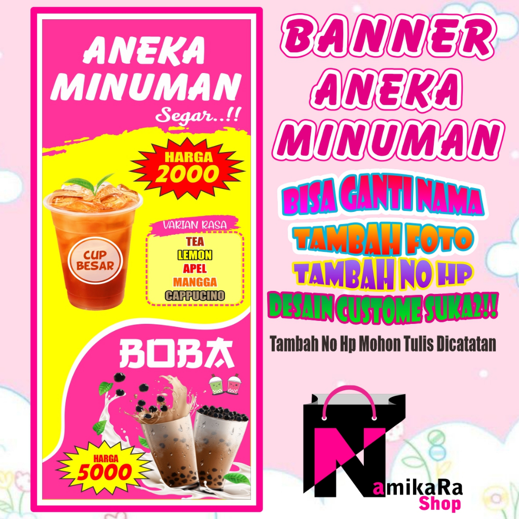 Jual Spanduk Banner Backdrop Es Teh Manis Banner Teh Manis Pink