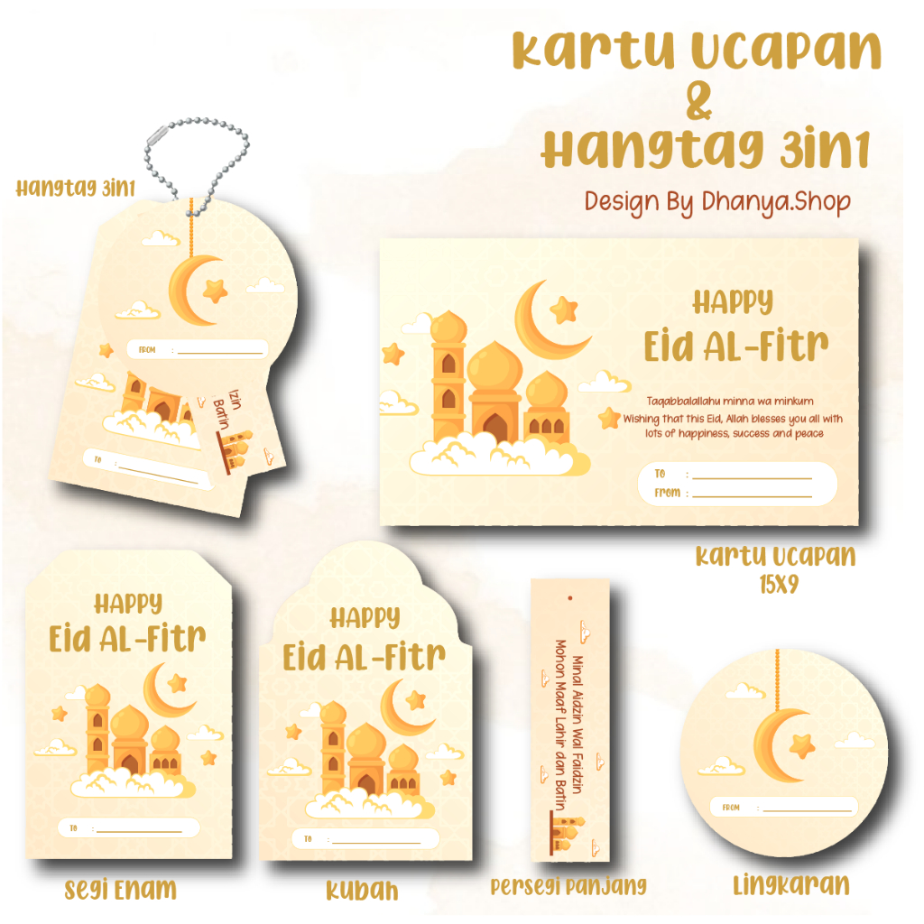 Jual Kartu Ucapan Hangtag 3in1 Lebaran Idul Fitri Hampers Lebaran