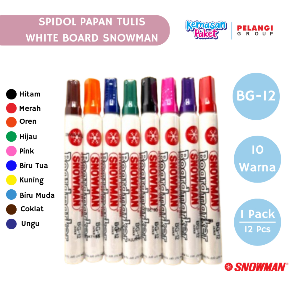 Jual Spidol Whiteboard Bg Japan Snowman Warna Warni Coklat Hijau