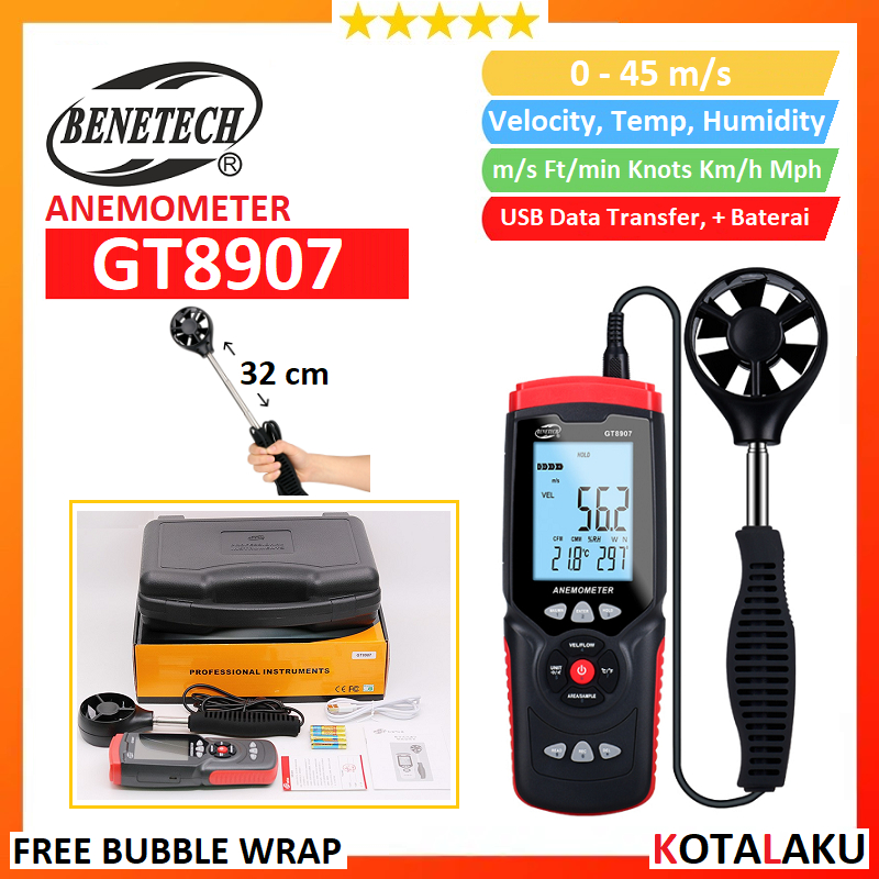 Jual Benetech Anemometer Digital Data Logger Wind Speed Meter Tester