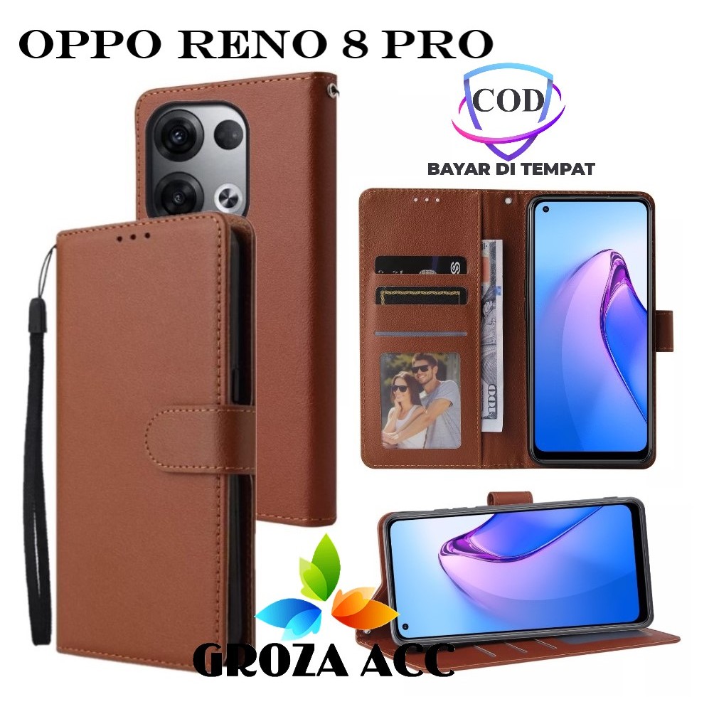 Jual Flip Case OPPO RENO 8 PRO Case Wallet Kulit Casing Dompet Case