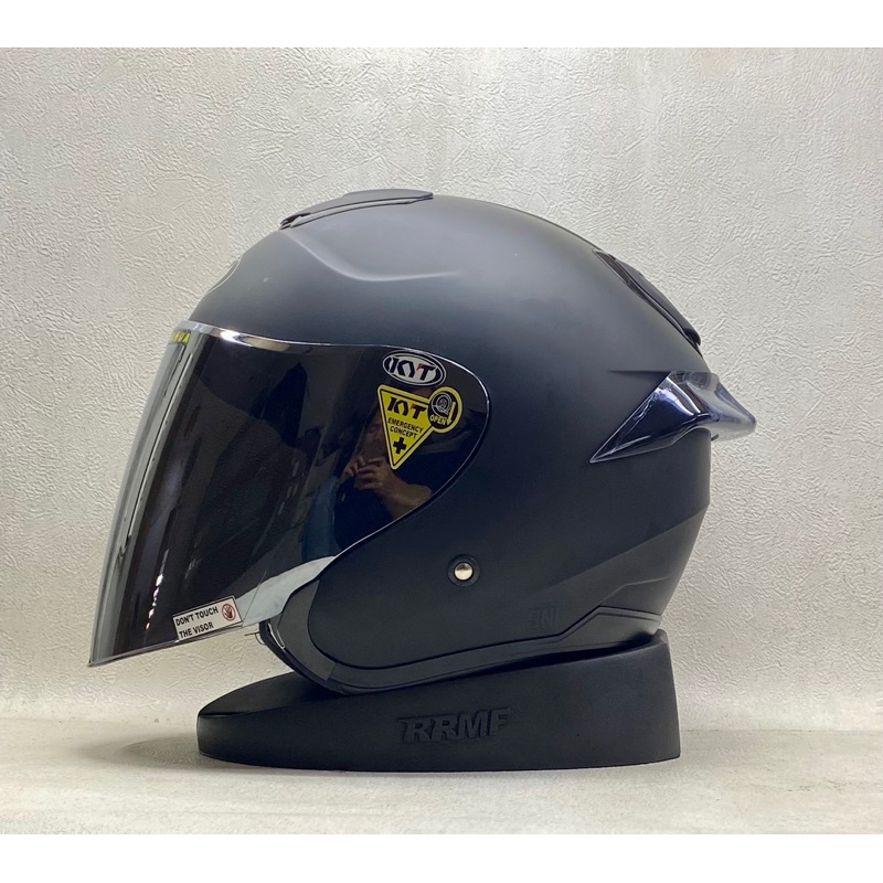 Jual KYT KYOTO Solid Black Doff Paket Ganteng Visor Iridium Helm