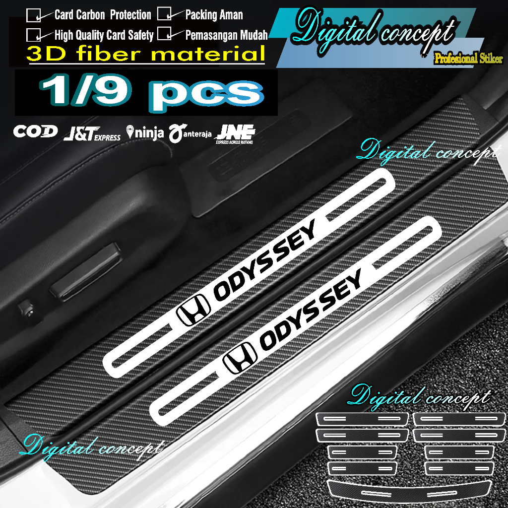 Jual 9 Pcs Stiker Pelindung Pintu Mobil Odyssey Karbon 3D Door Sill