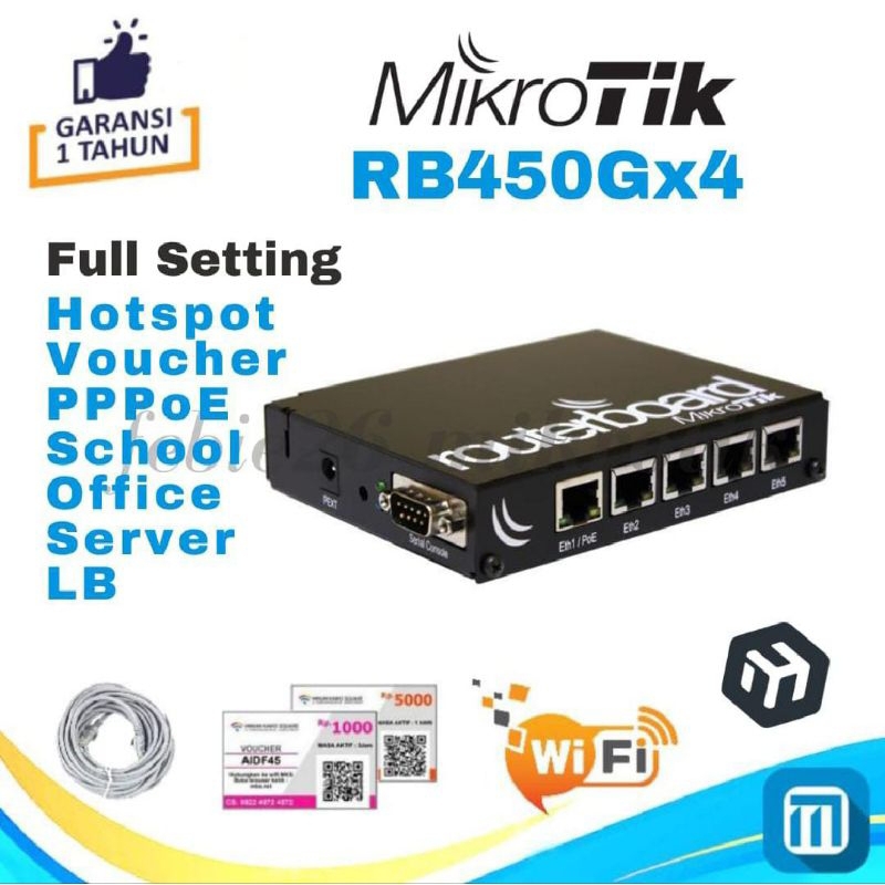 Jual Routerboard Mikrotik RB450Gx4 Full Setting Voucher RT RW Net