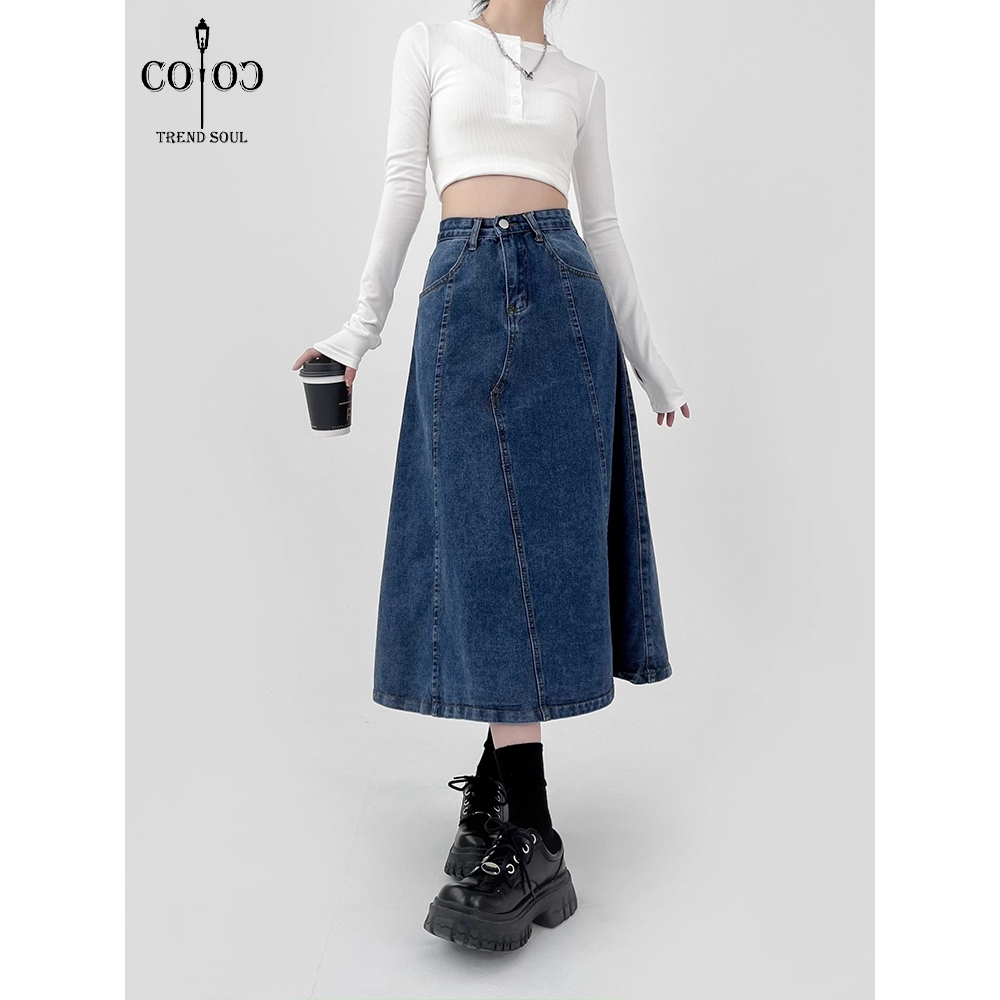 Jual Coco Trend Soul Rok Biru Laut Highwaist Terbaru Kekinian Rok