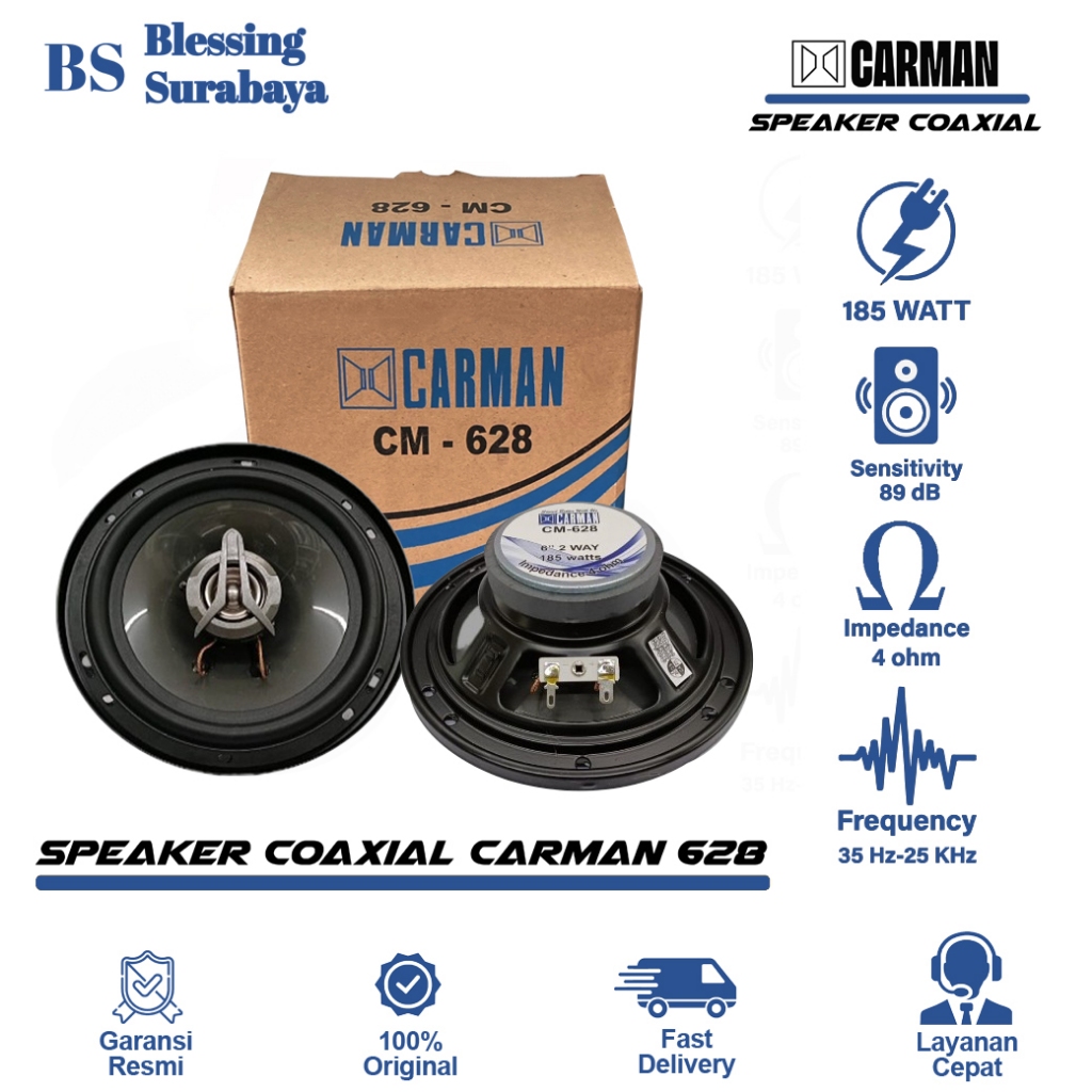 Jual Speaker Pintu Mobil 6 Inch Coaxial 2 Way 185 Watt Carman CM 628