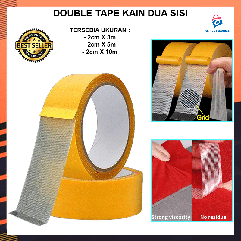 Jual Akacc Double Tape Kain Dua Sisi Super Lengket Solatip Serat