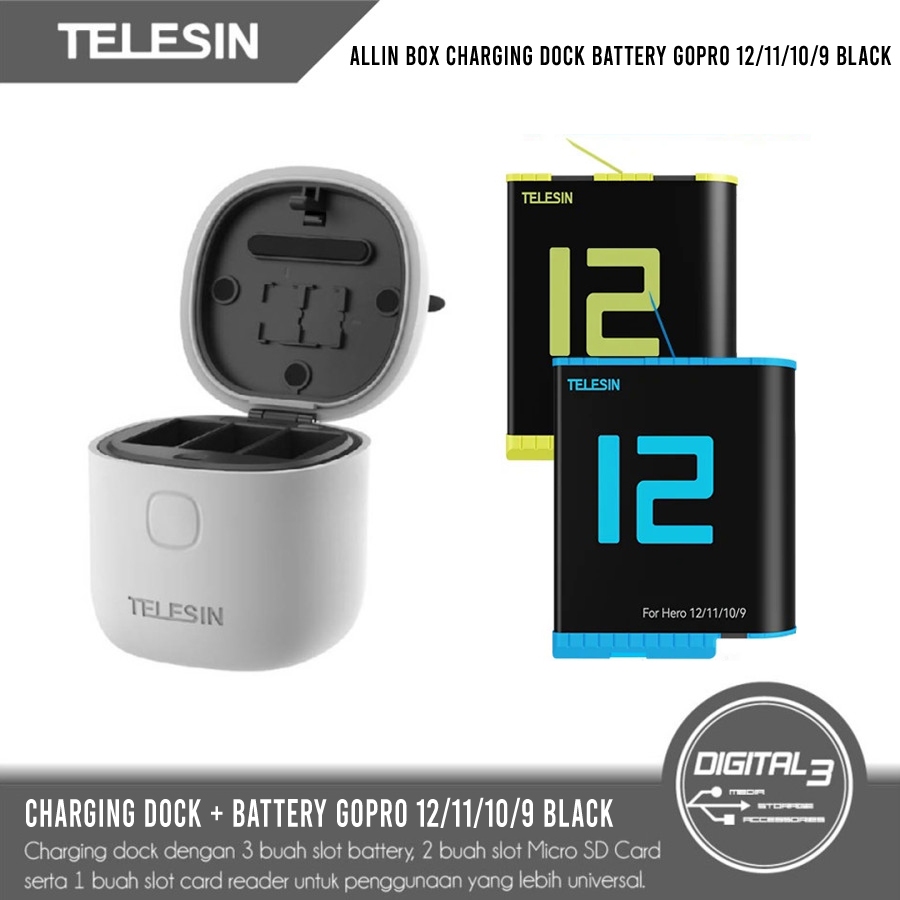 Jual Telesin Allin Box Dock Charger Battery Baterai Card Reader