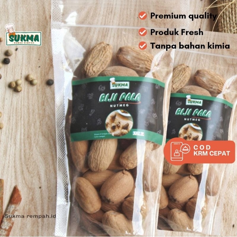 Jual Nutmeg Biji Pala Kupas Lonjong Asli 100 Gram Premium Quality JSR