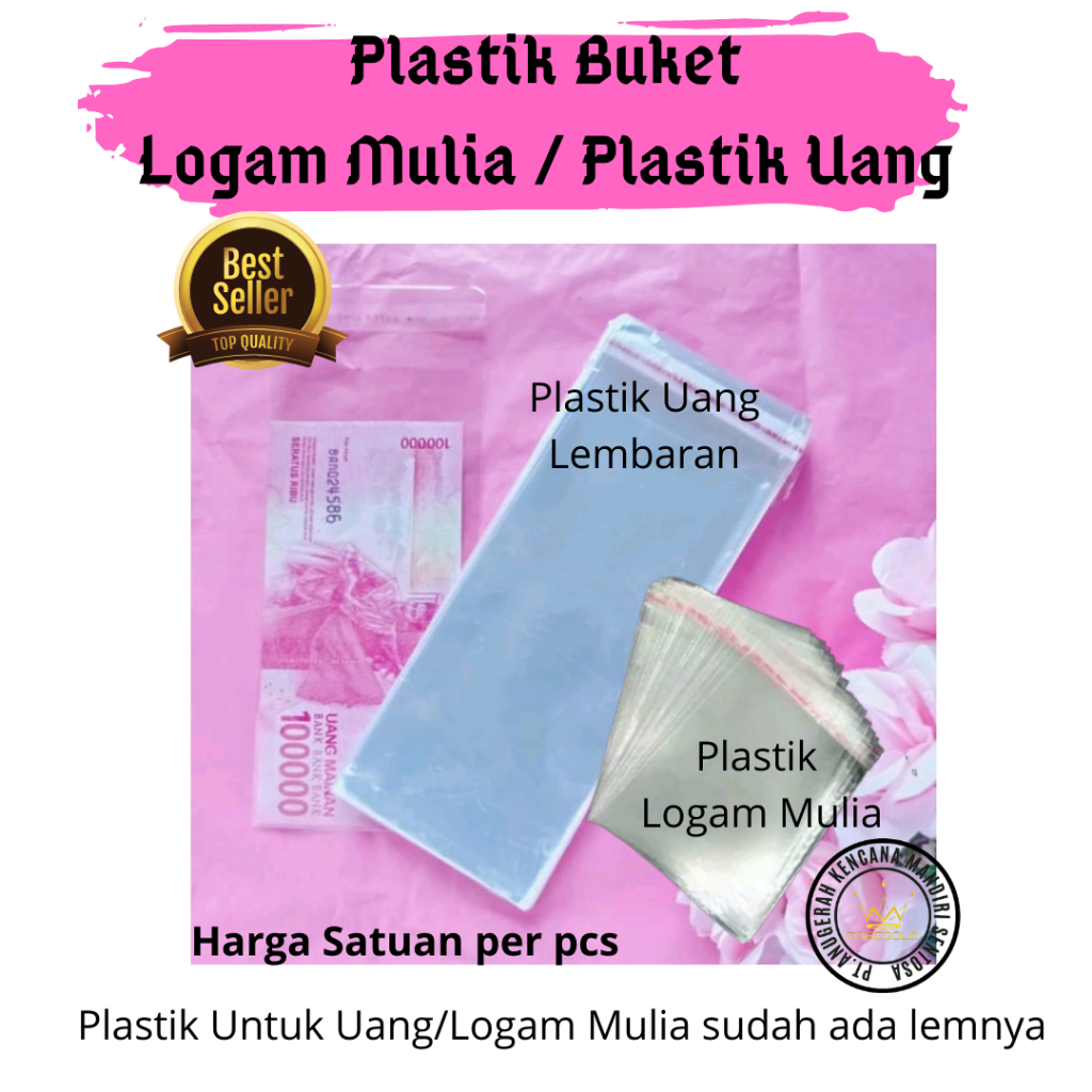 Jual Plastik Tambahan Buket Pembungkus Uang Kertas Logam Mulia Emas