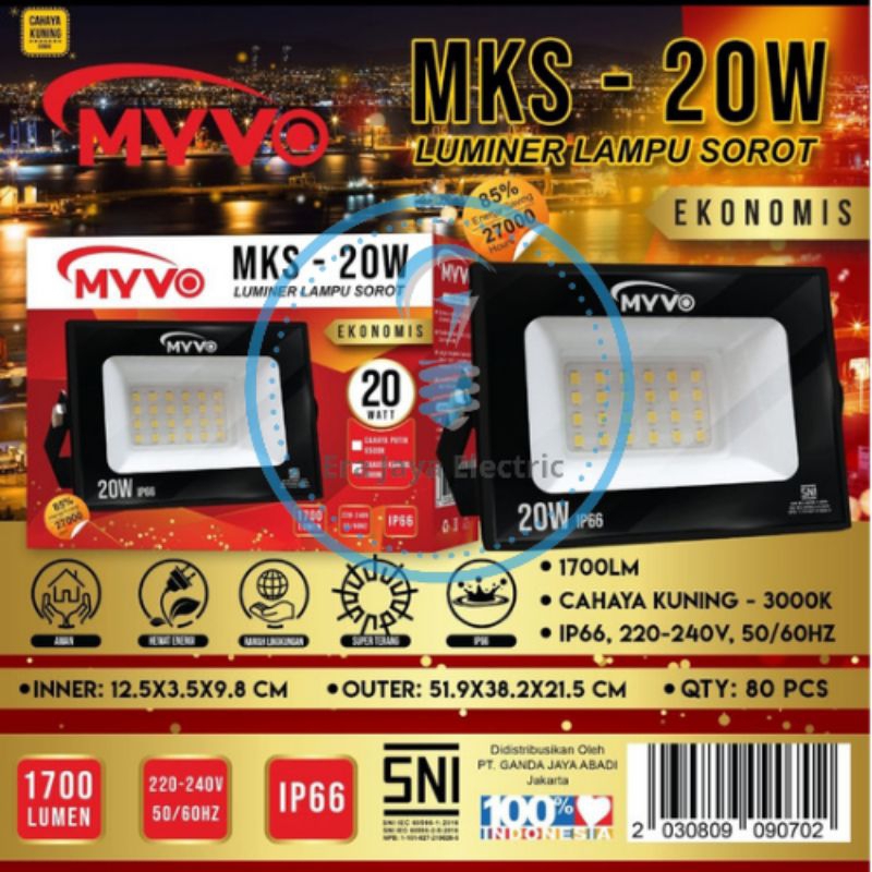 Jual Myvo Lampu Led Flood Light W Watt Putih Lampu Sorot Outdoor