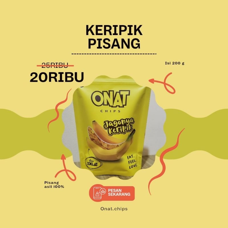 Jual Onat Chips Keripik Pisang Rasa Coklat Gram Shopee Indonesia