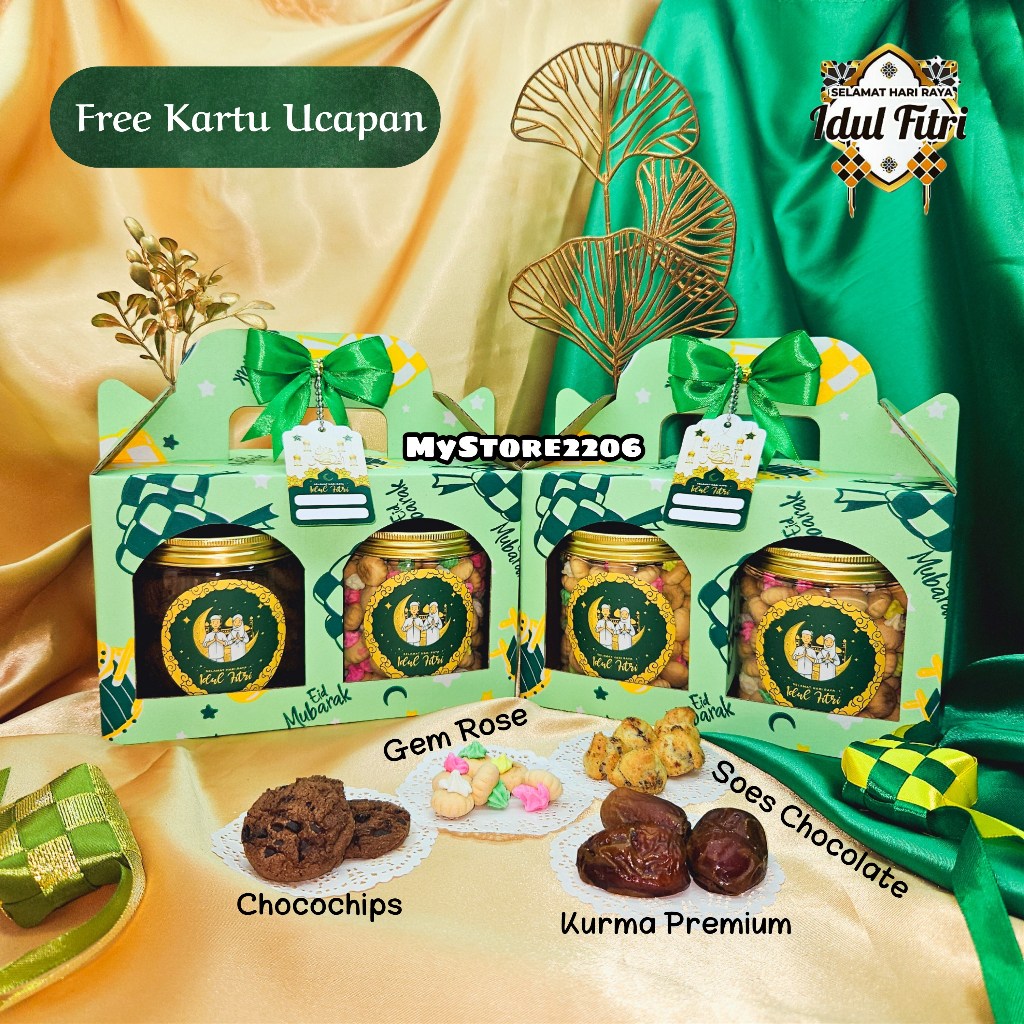 Jual 2 JAR Hampers Parcel Lebaran Idul Fitri 2024 Cookies Kue Kering