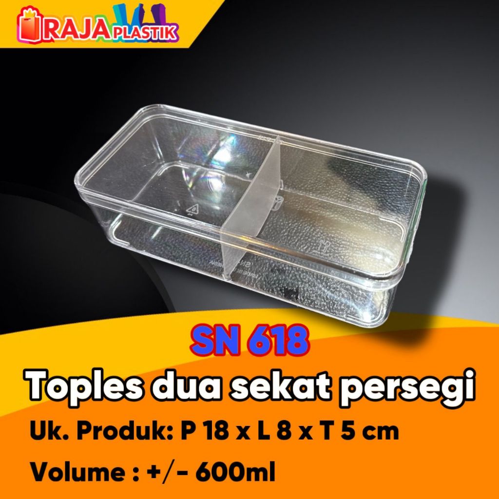 Jual Toples Plastik Kue Kering Persegi 2 Sekat 600ml Dan 3 Sekat