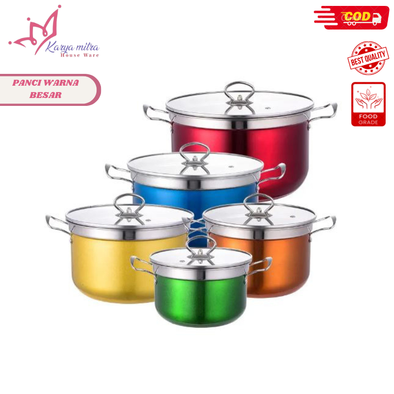 Jual Panci Warna Besar Isi 5 Stainless Steel Panci Rebus Soup Shopee