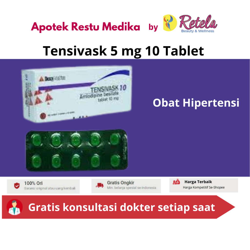 Jual TENSIVASK 5MG 1 STRIP 10 TABLET OBAT HIPERTENSI Shopee Indonesia