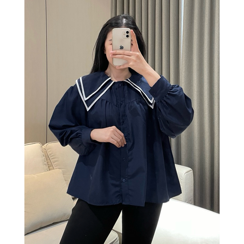 Jual Eska Clothing Hana Blouse Kemeja Bordir Wanita Korean Style