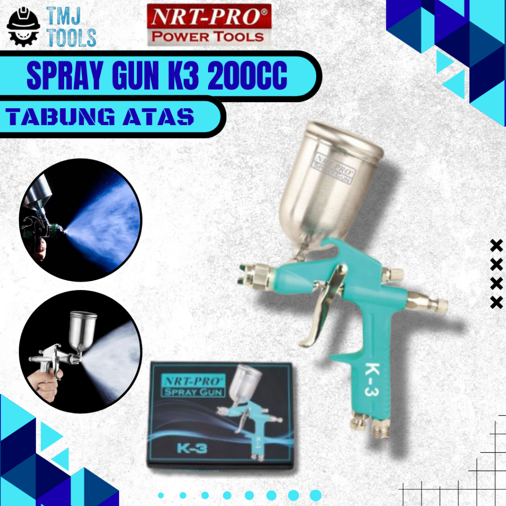 Jual Spray Gun K3 NRT PRO 200cc Alat Semprotan Cat Tabung Atas Tenaga