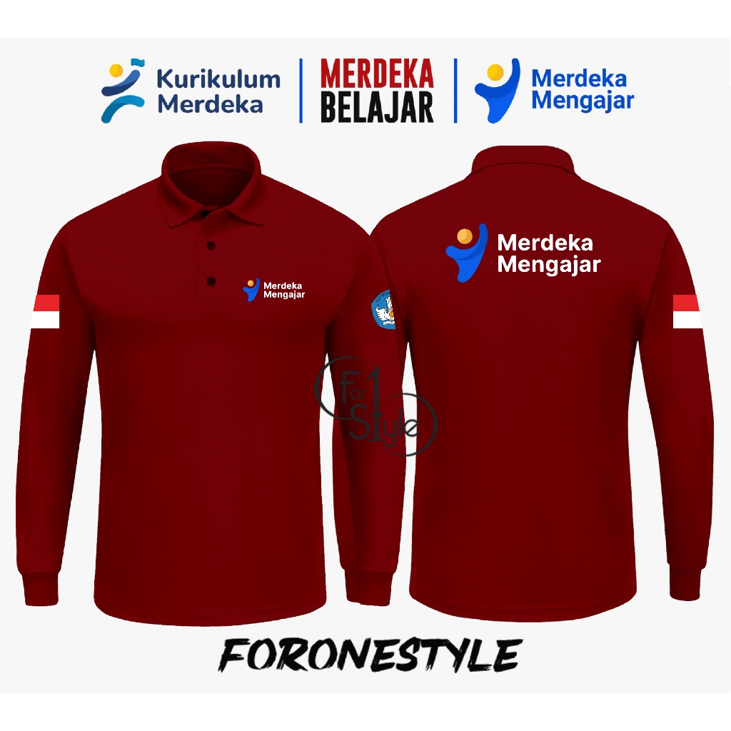 Jual Type Poloshirt Lengan Panjang Merdeka Belajar Kaos Kerah