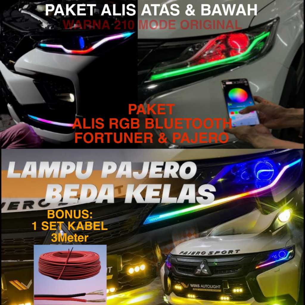 Jual PAKET LED ALIS RGB BLUETOOTH RUNNING KHUSUS FORTUNER PAJERO