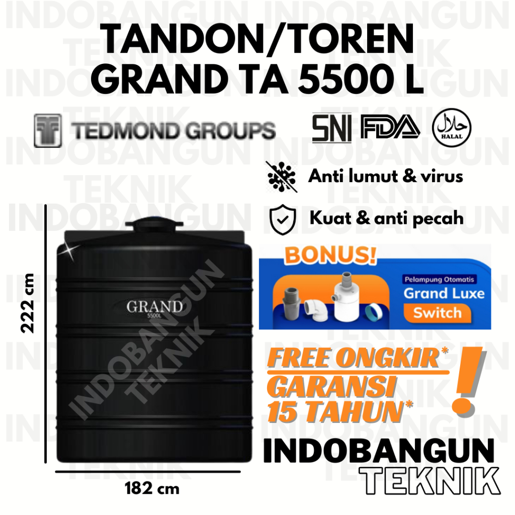 Jual Tandon Toren Tangki Air Tedmond Grand 5500 5000 Liter Harga Murah