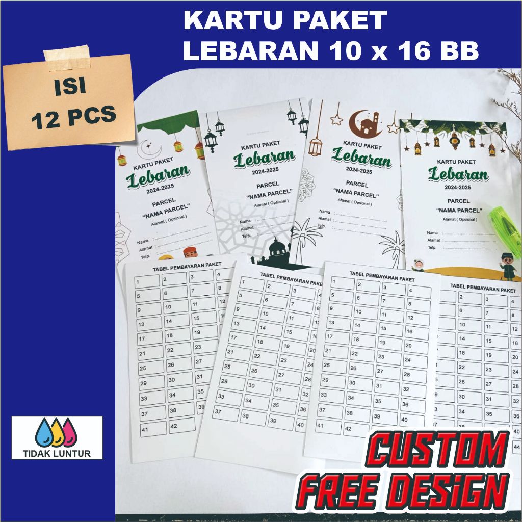 Jual Kartu Paket Lebaran Mingguan Isi 12 Pcs Warna Ukuran A6 Bolak