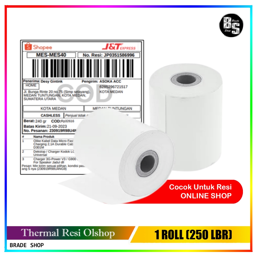 Jual Lembar Label Sticker Thermal Resi X Mm Barcode Isi