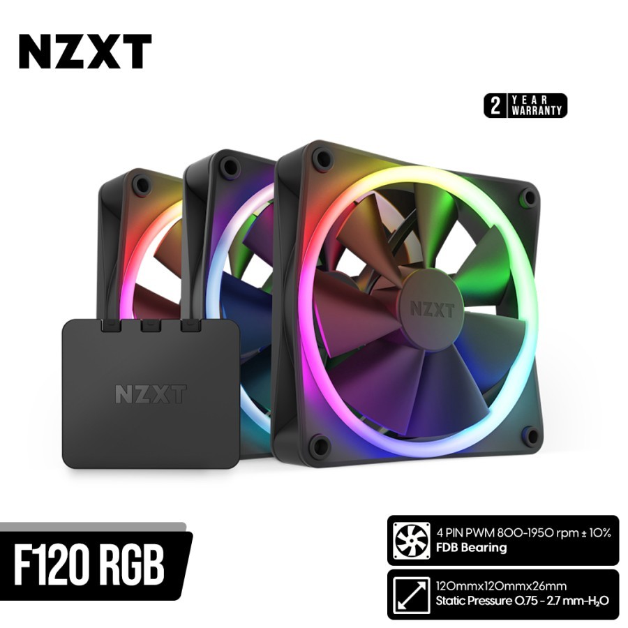 Jual NZXT F120 RGB Triple Pack PWM Fan With RGB Controller Shopee