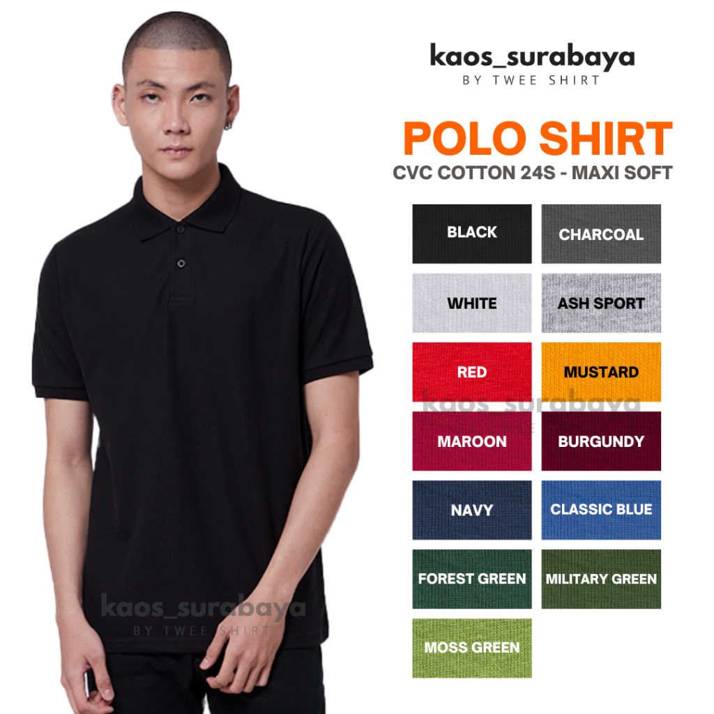 Jual Kaos Kerah Polo Shirt Cotton Cvc Pique Knit S Yarn Spindle Maxi