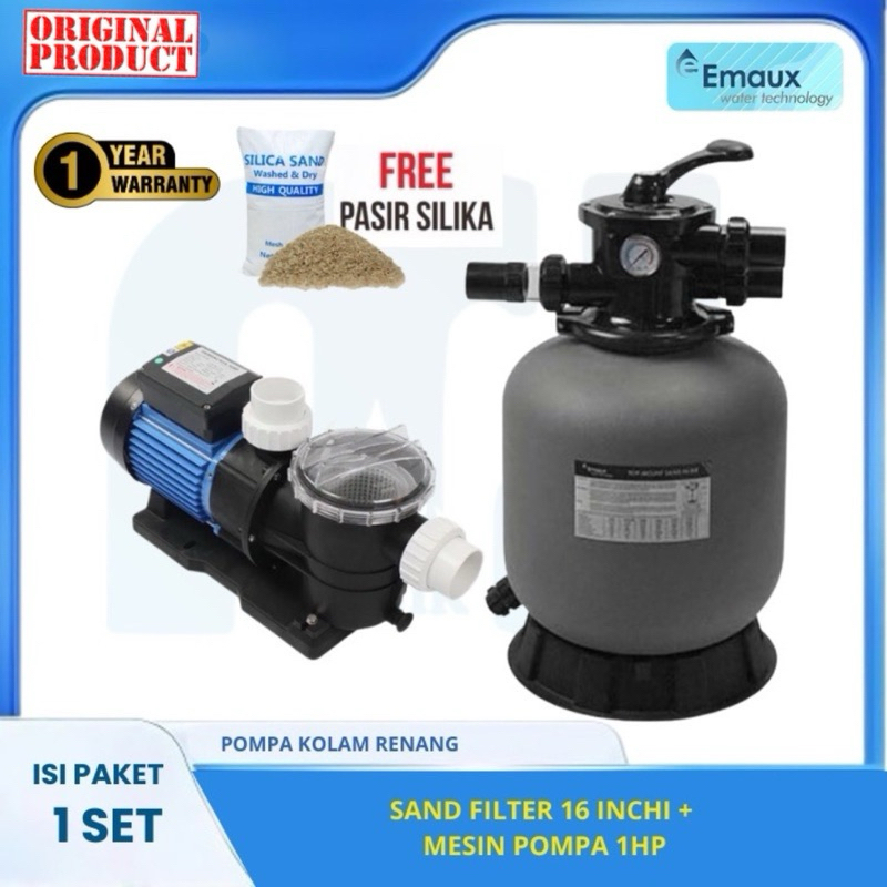 Jual Paket Pompa Air Kolam Renang 3 4 Hp Plus Sand Filter Emaux V350