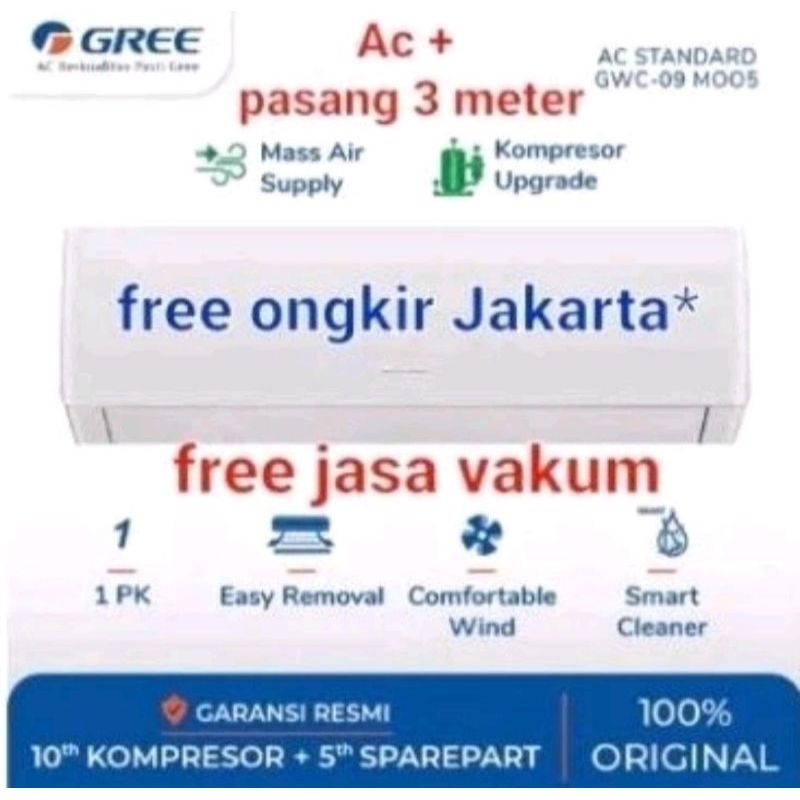 Jual AC GREE 1 PK PASANG GWC 09MOO5S A 09MOO5S A STANDART 1PK R32