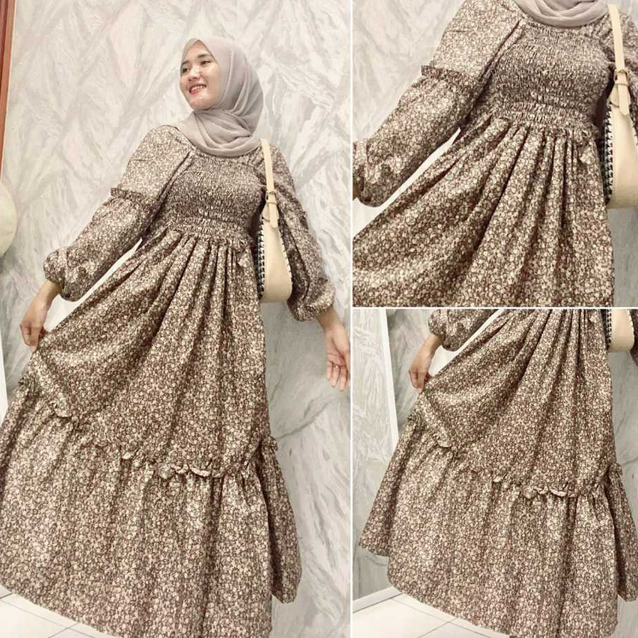 Jual Long Dress Diora Creamy Smocked Shopee Indonesia