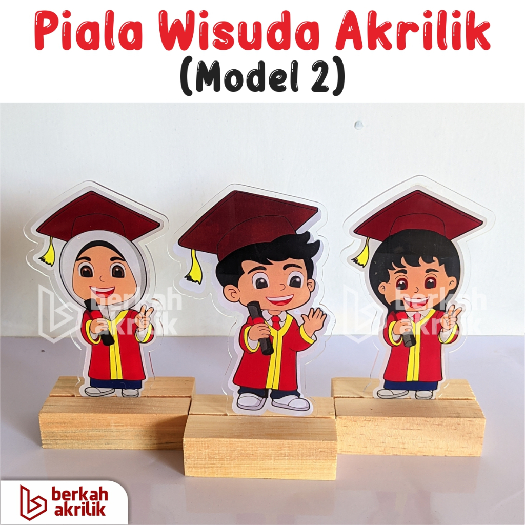 Jual Piala Wisuda Akrilik Kaki Tatakan Kayu Kado Wisuda Graduation