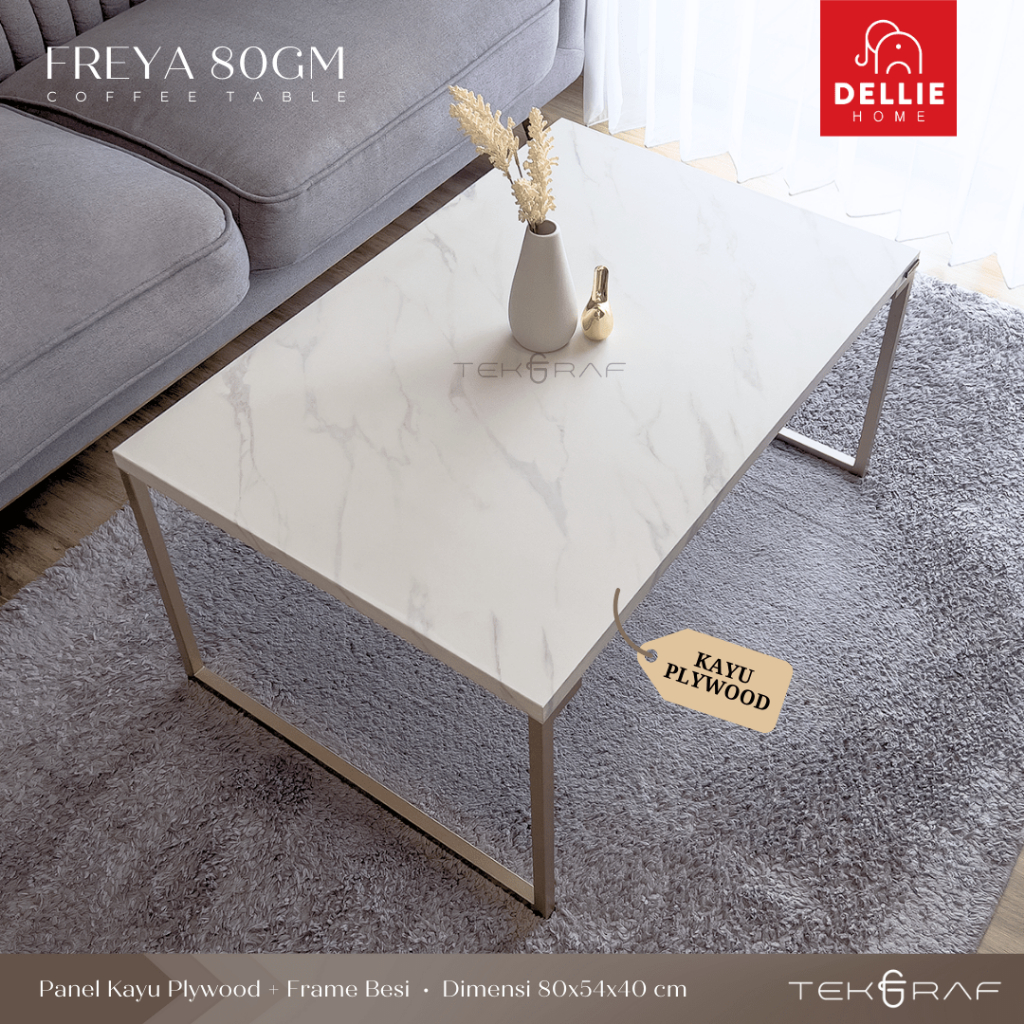 Jual Tekgraf Freya 80 GM Meja Tamu Marble Coffee Table Kayu Kaki Besi