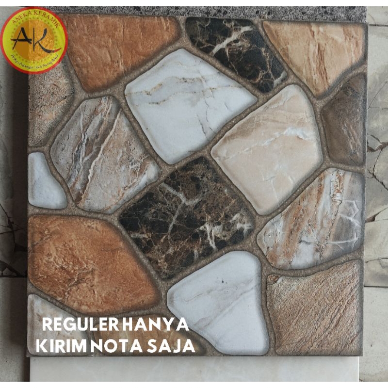 Jual Keramik Lantai Teras Garasi Motif Batu Alam Timbul 50x50 Belmore