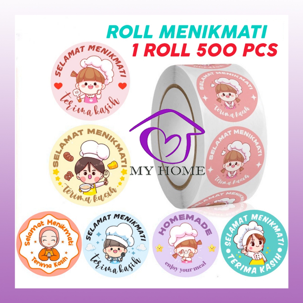 Jual MYH 500 Pcs Stiker Selamat Menikmati Sticker Bulat Roll Makanan