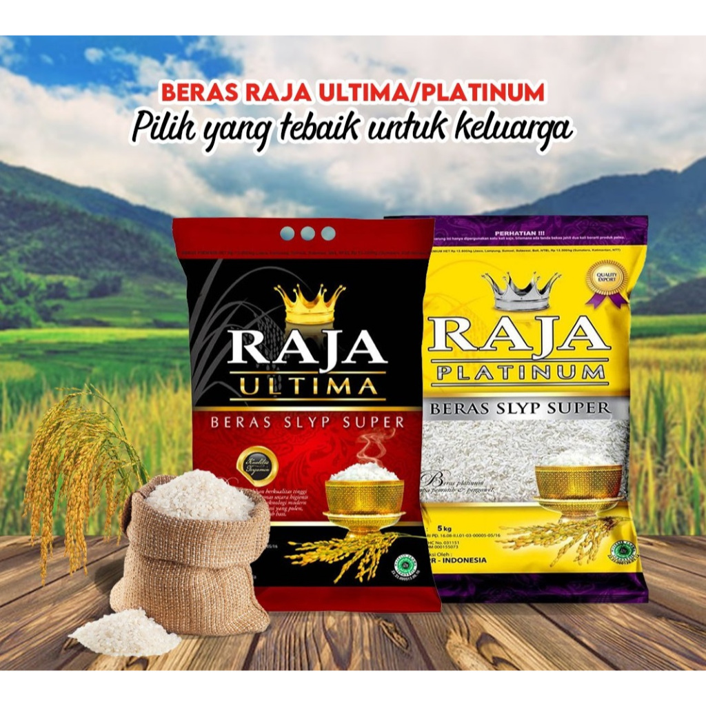 Jual Beras RAJA Ultima Platinum Kualitas Premium Kemasan Berat 5kg