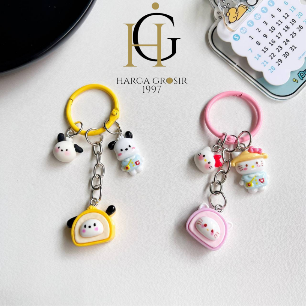 Jual Gantungan Kunci Sanrio Premium Roti Resin Kado Lmut Lucu Ganci