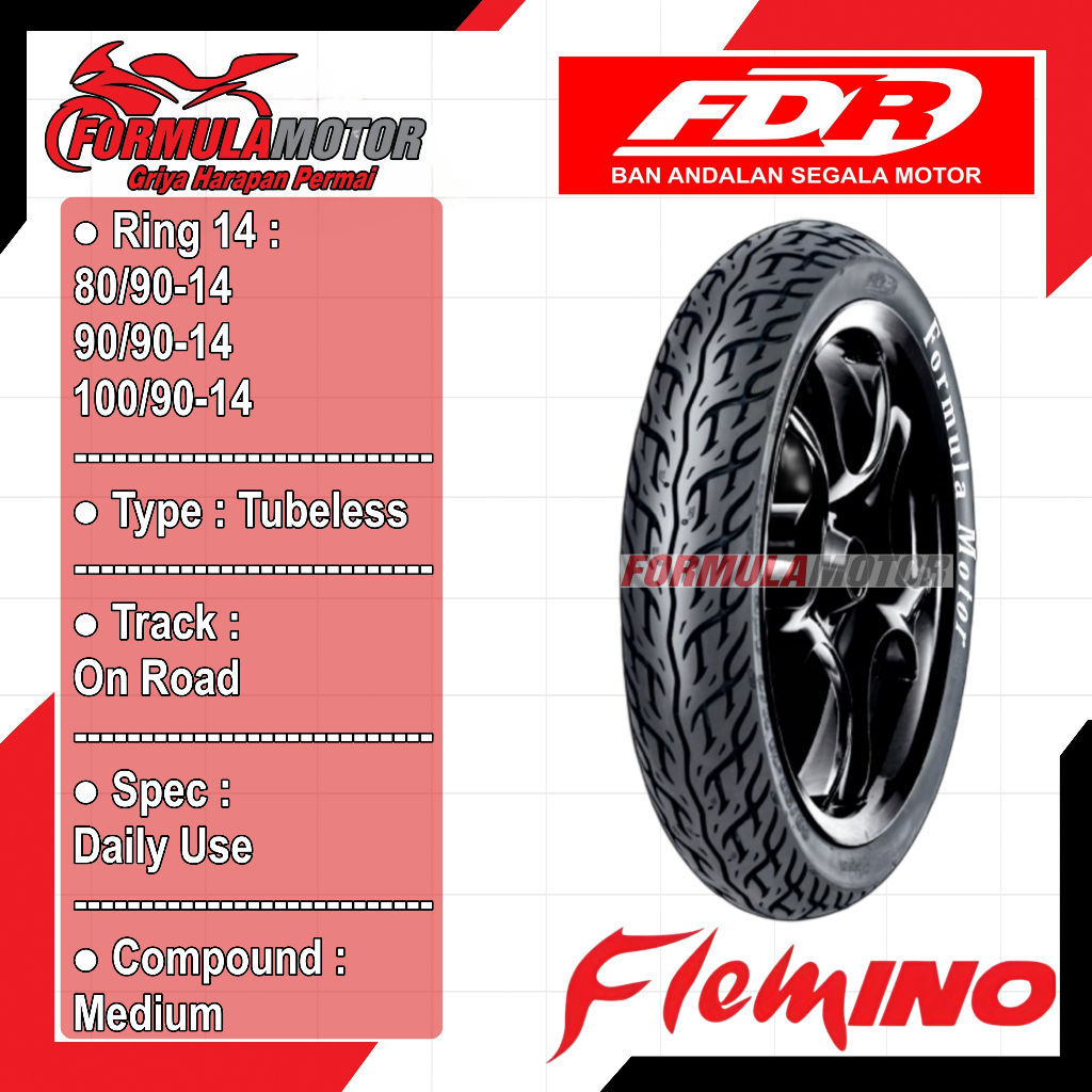 Jual FDR Flemino Ring 14 Tubeless All Size Ban Motor Matic Tubles 80