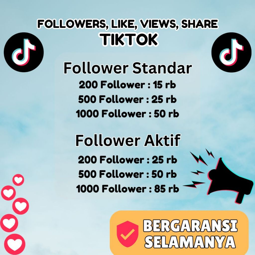 Jual Tiktok Follower View Like Share Dan Save Real Akun Permanen