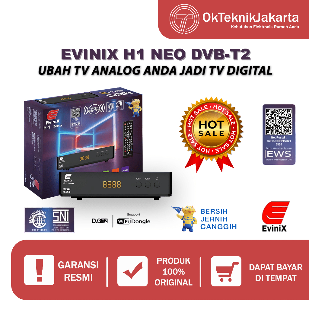 Jual BISA COD SET TOP BOX TV DIGITAL EVINIX H1 DVB T2 HD EWS SET