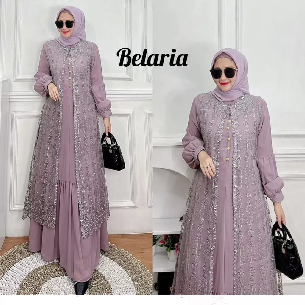 Jual Cod Belaria Dress Maxy Brukat Apk Mutiara Gamis Muslim Hayya