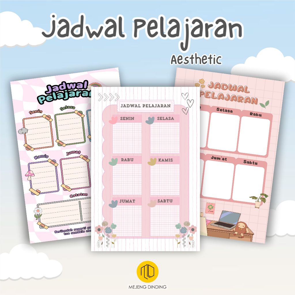 Jual Jadwal Pelajaran Custom Jadwal Pelajaran Aesthetic Schedule